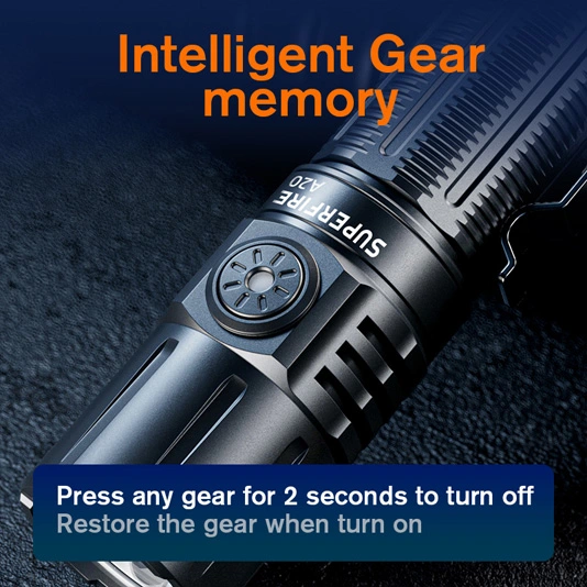 SUPERFIRE A20 1700ルーメン戦術的な超明るい戦術的なLED懐中電灯