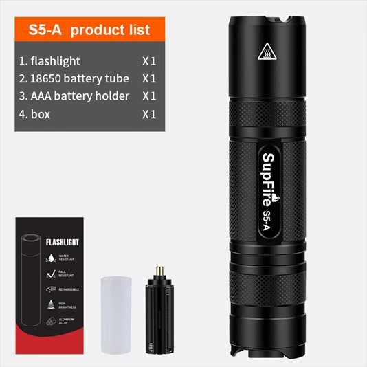 SUPERFIRE S5-A 300ルーメンミニ充電式戦術懐中電灯