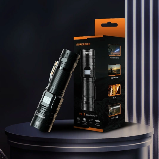SUPERFIRE V8-S 2000ルーメン戦術懐中電灯充電式