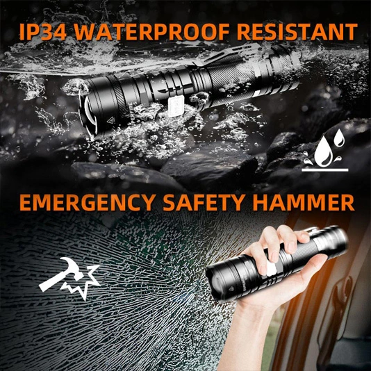 SUPERFIRE V8-S 2000ルーメン戦術懐中電灯充電式