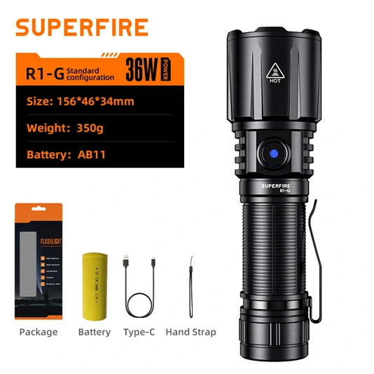 SUPERFIRE R1-G 2300ルーメンズーム可能ハイパワーUSBタイプ充電式懐中電灯