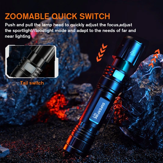 SUPERFIRE V8-Tポケットズーム懐中電灯SOSトーチライト