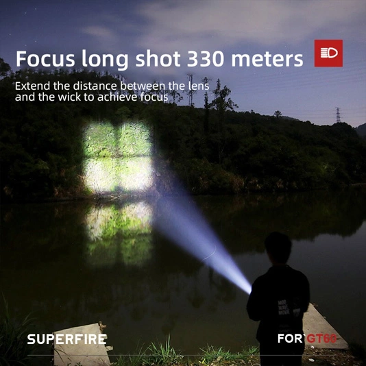 SUPERFIRE GT60 1680ルーメンズームハイパワーハンドヘルド懐中電灯