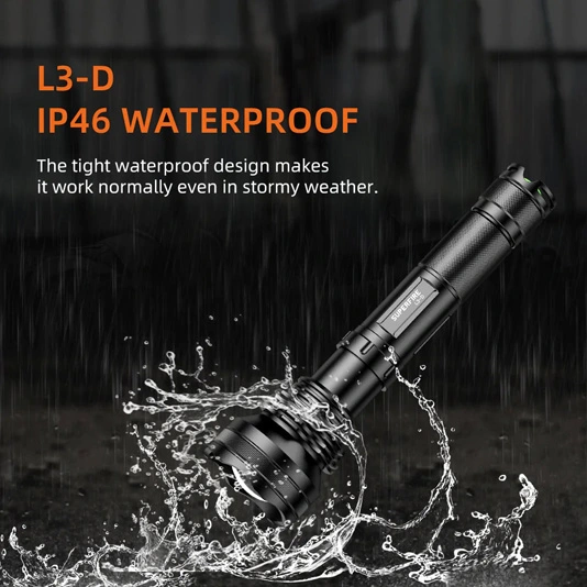 SUPERFIRE L3-P90 2700ルーメン36Wズーム可能LED充電式懐中電灯