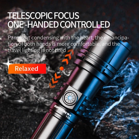 SUPERFIRE Y20 1200ルーメン高出力長距離懐中電灯充電式