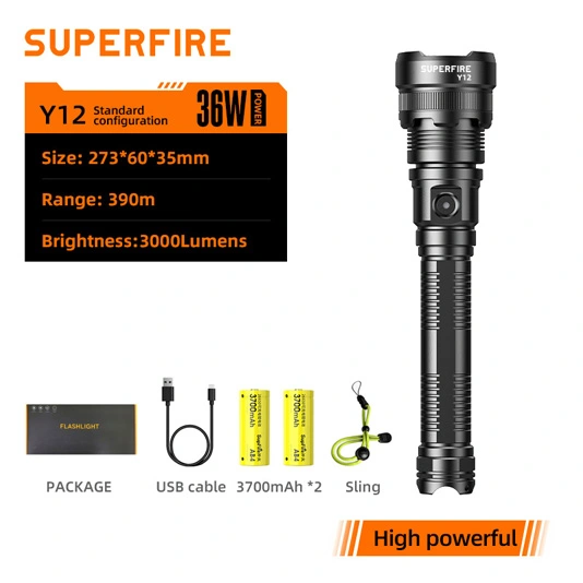 SUPERFIRE Y12 P90 3000ルーメン懐中電灯