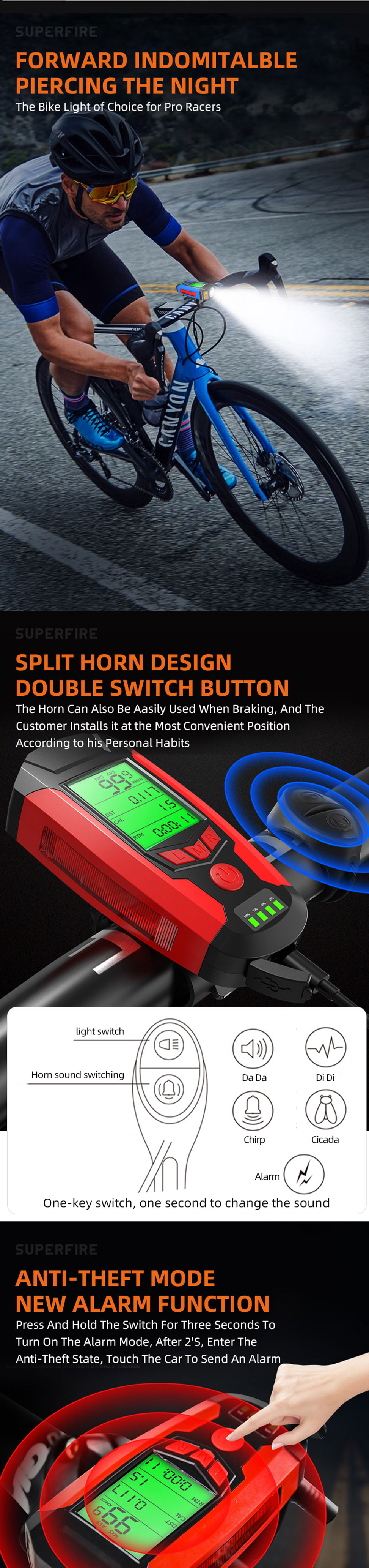 bike light with horn bike light with horn