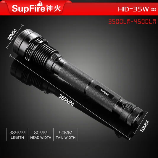 SUPERFIRE HID 35W 3500ルーメン小型キセノン懐中電灯