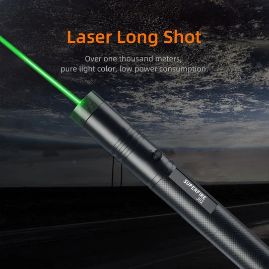 SUPERFIRE J02レーザーポインター付き小型LED充電式懐中電灯