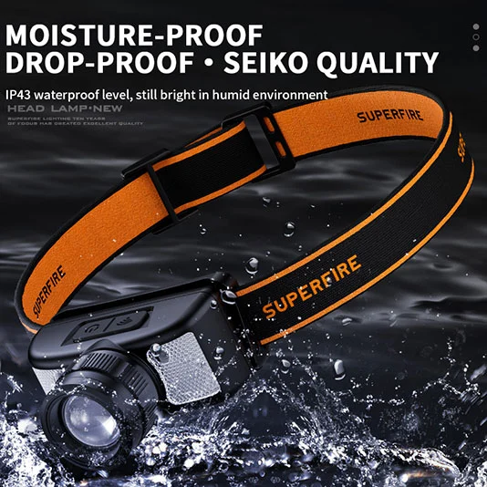 SUPERFIRE HL91 310ルーメンヘッドランプ白と赤のライト