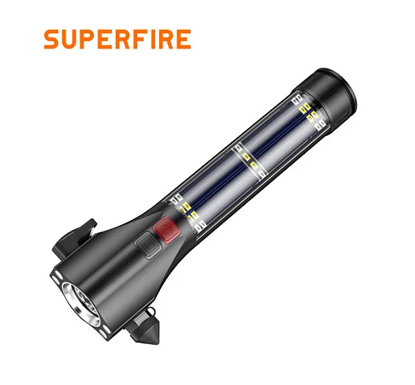 SUPERFIRE D30ソーラー充電式多機能懐中電灯