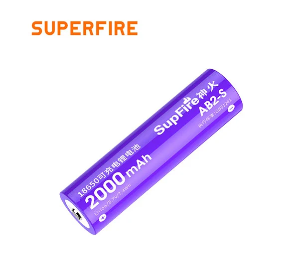 SUPERFIRE AB2-S 18650バッテリー2000mAh 3.7ボルト充電式リチウム電池