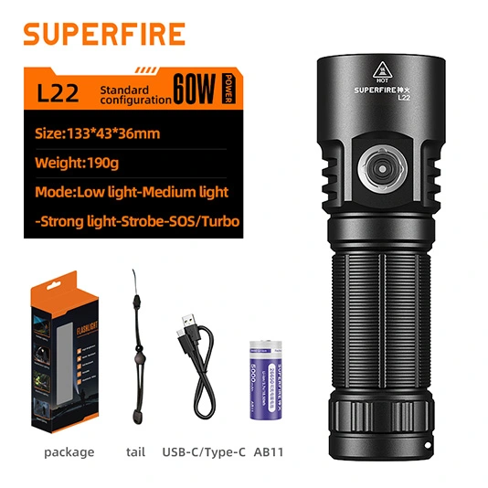 SUPERFIRE L22スーパー明るい懐中電灯