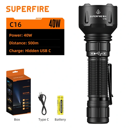 SUPERFIRE C16ハイパワー懐中電灯