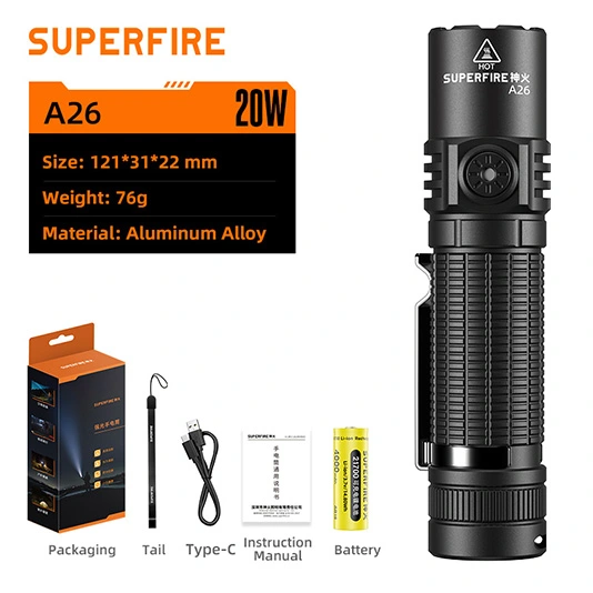 SUPERFIRE A26高い明るさの懐中電灯