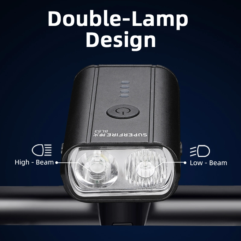 BL53自転車フロントライト: コンパクト350ルーメンLEDバイクヘッドライトUSB-C充電付き