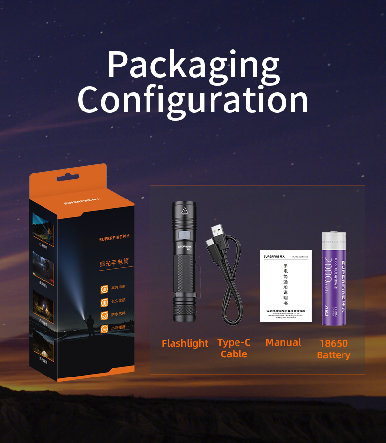 Details of SUPERFIRE New A5-L2 EDC Flashlight
